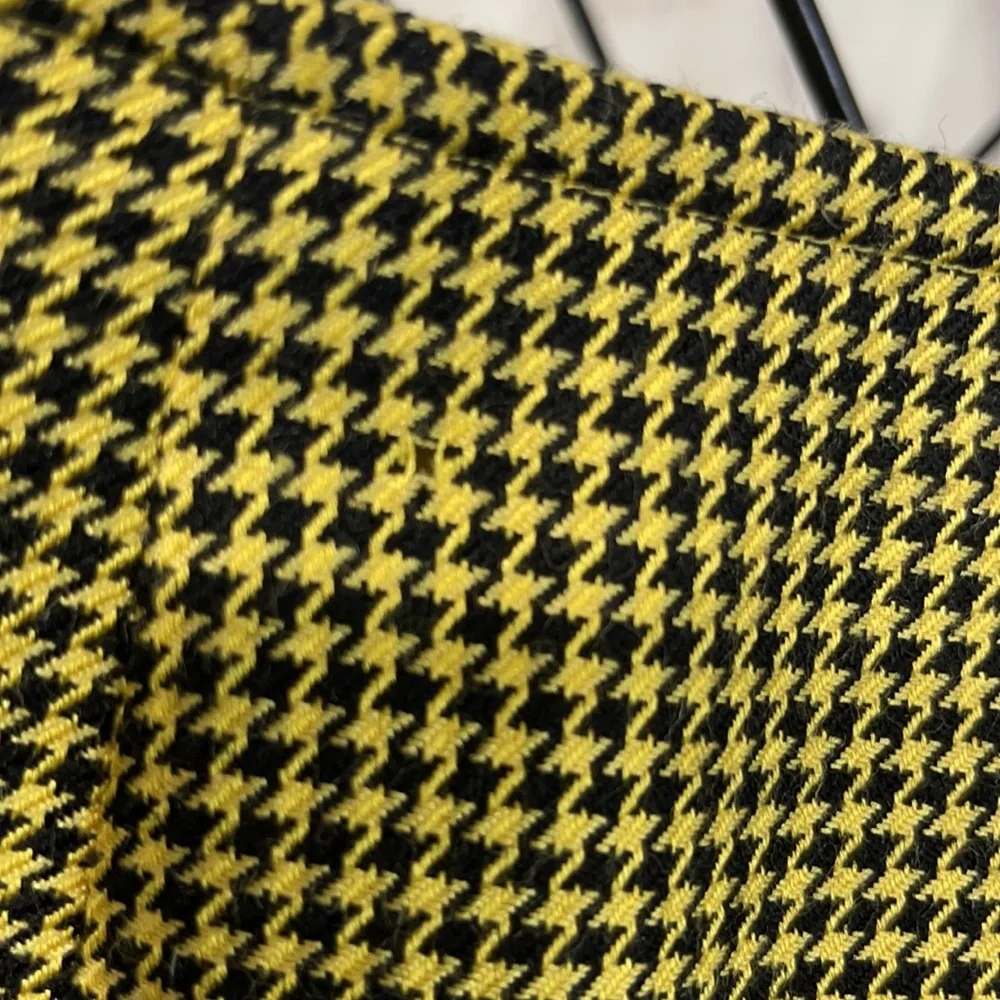 Vintage Taxi Cab Pencil Skirt Yellow & Black Houndstooth Lined Wool/Silk Blend